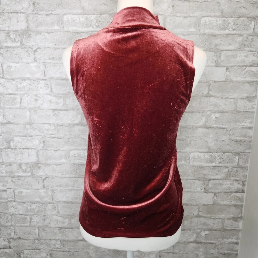 J. Crew Top Sleeveless Rose Velvet Mock Neck Elegant XS